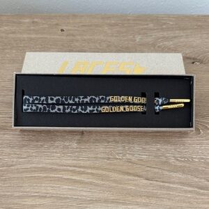 Golden Goose Blue Leopard Patterned Laces with Gold Tips